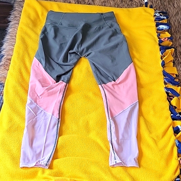 Fabletics Olive and Pink Mesh Leggings - Picture 2 of 4
